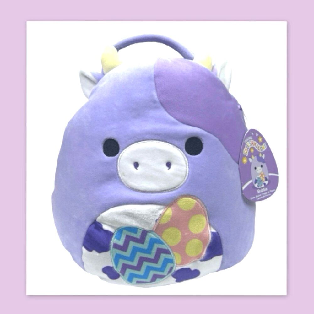 Kelly Toys ~Squishmallows Bubba the Purple Cow ~ 12” Plush Easter Basket